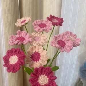 pink crochet daisy flower
