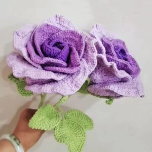 pink crochet rose flower