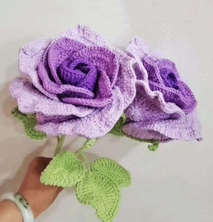 pink crochet rose flower